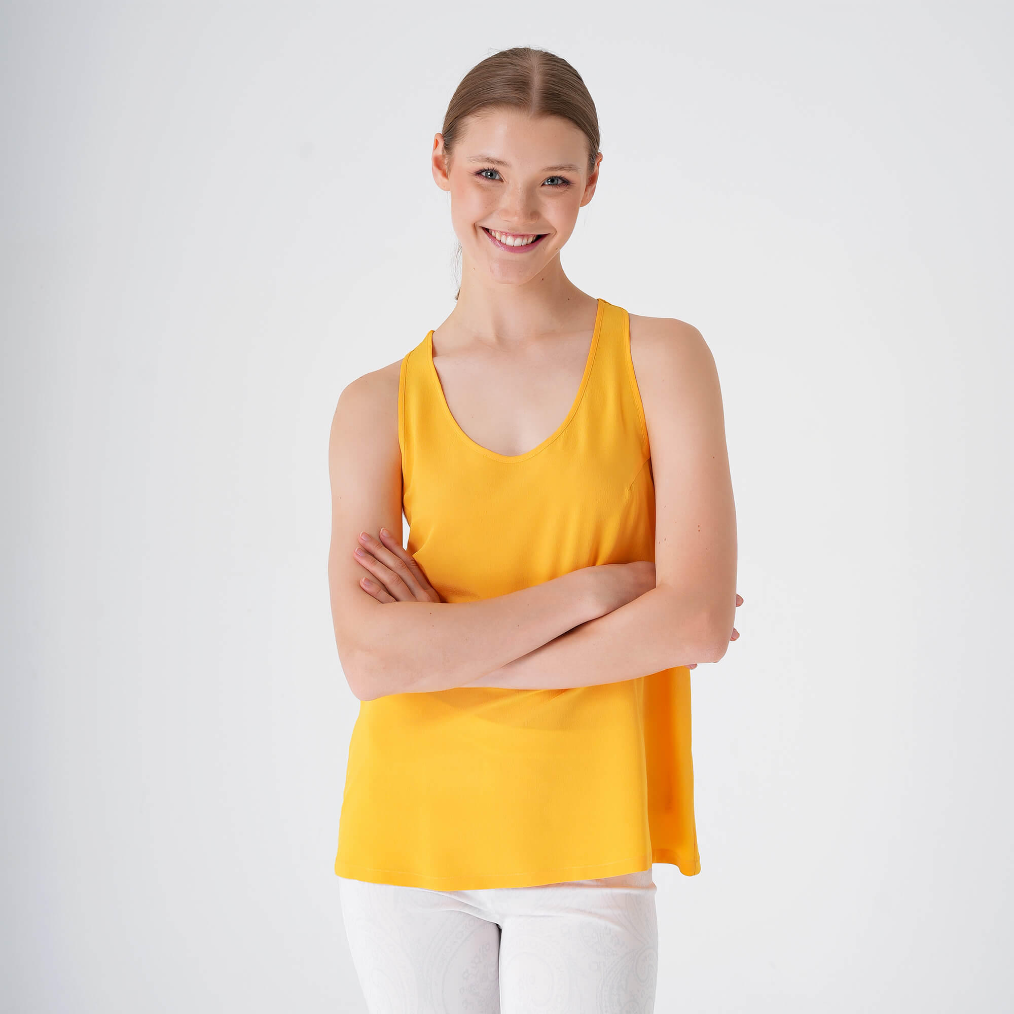 Etro - Orange Silk Sleeveless Tshirt